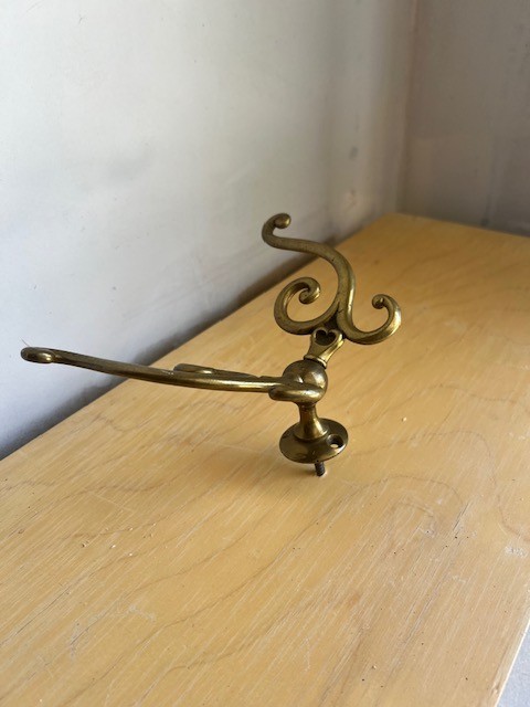 Solid Brass Double Coat Hook - Ornate Design 8” Wide