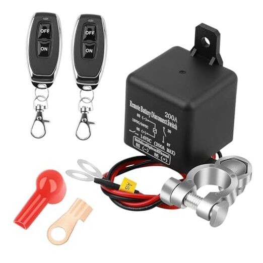DC12V 200A Remote Battery Disconnect Switch Kill 200A with Long Negative Wire