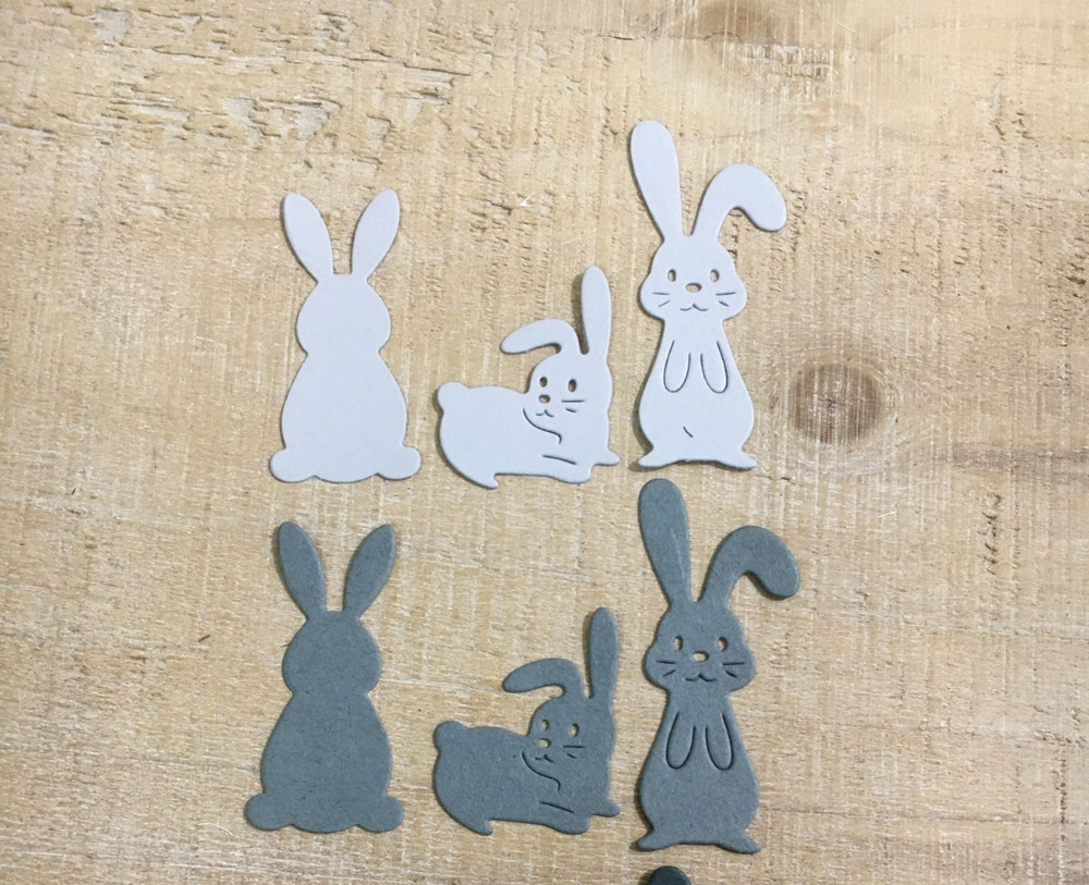 Easter Bunny Rabbit die cut EMBELLISHMENTS  12 Pcs (Light & Medium GRAY)