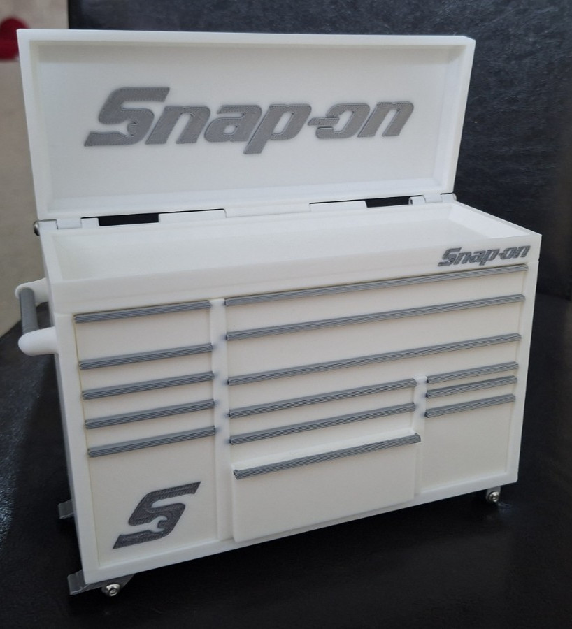 Snap On Mini High Quality 3D Printed Toolbox (White) (Silver)