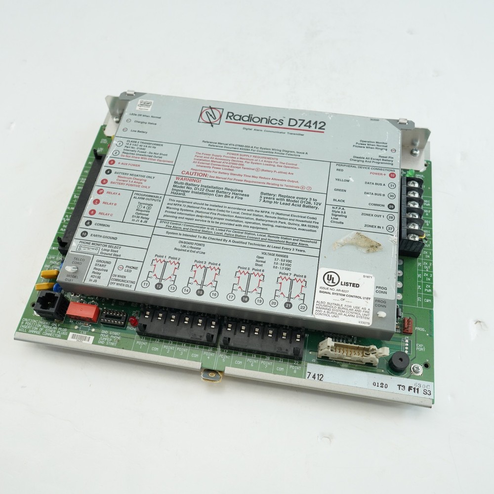 Radionics D7412 Security Digital Alarm Communicator Transmitter Panel UNTESTED