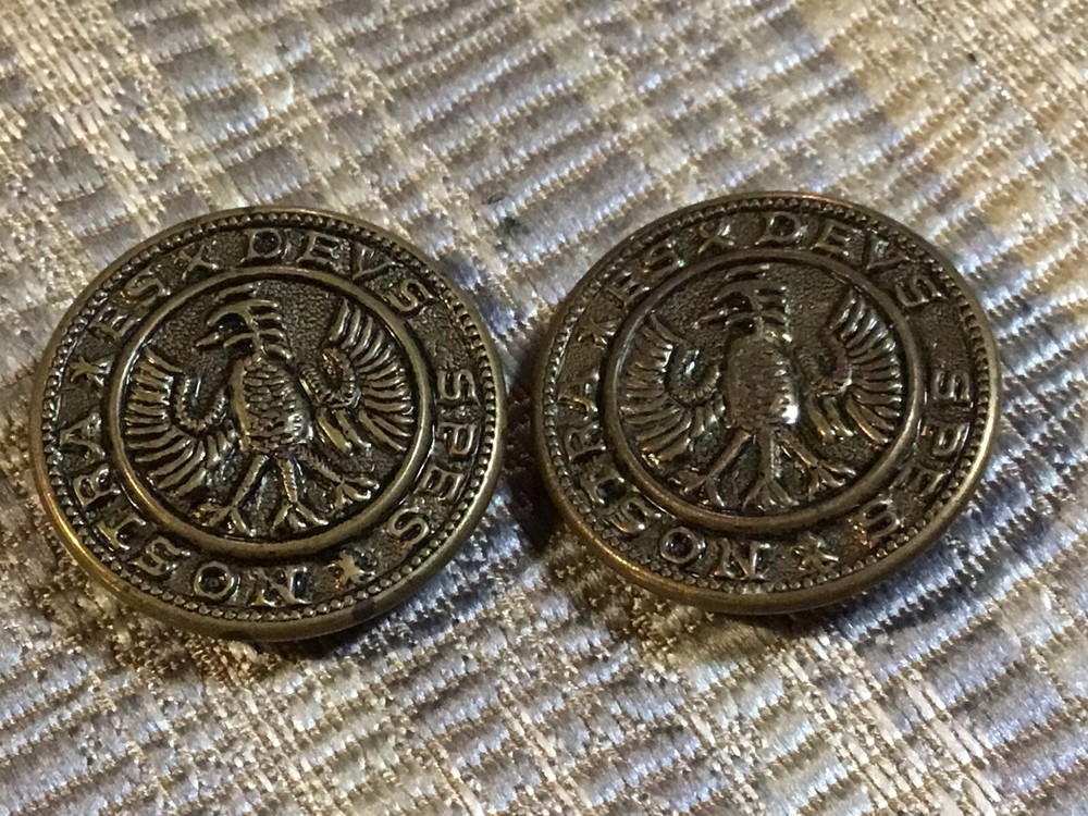 2 Hessian German Soldier British Army Es Devs Spes Nostra Eagle Button Repro