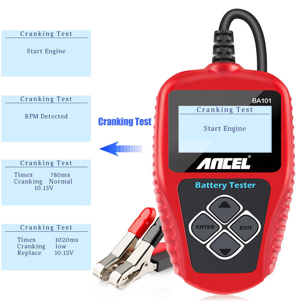 ANCEL BA101 12V Car Battery Load Tester 100~2000CCA Analyzer with Protective Bag