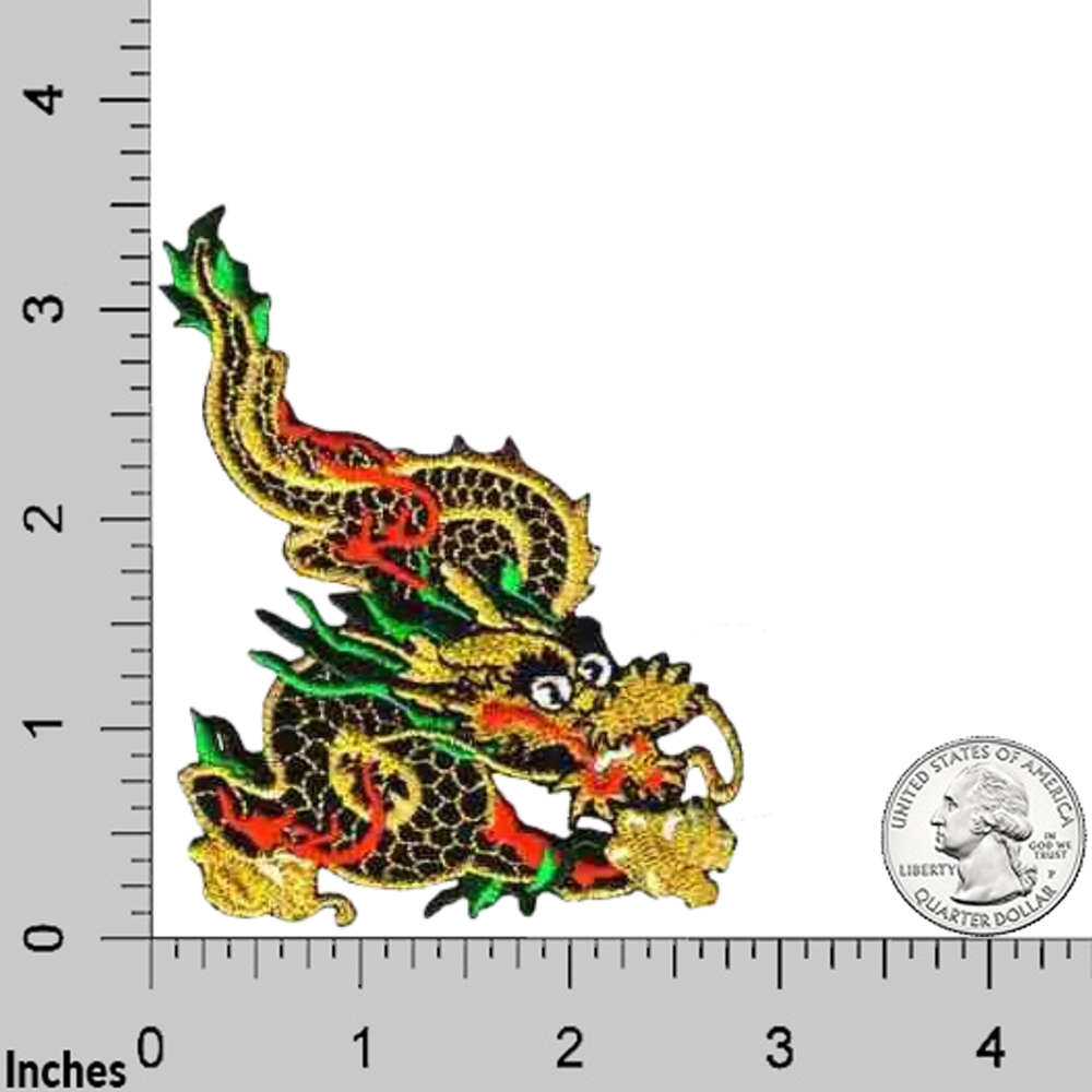 Metallic Gold Chinese Dragon (2-Pack) Iron On Patch