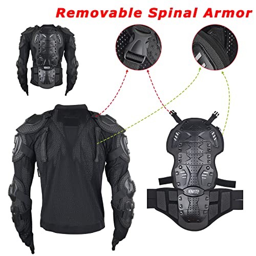 Motorcycle Protective Jacket Full Body Armor, Chest Spine Protection Medium Red