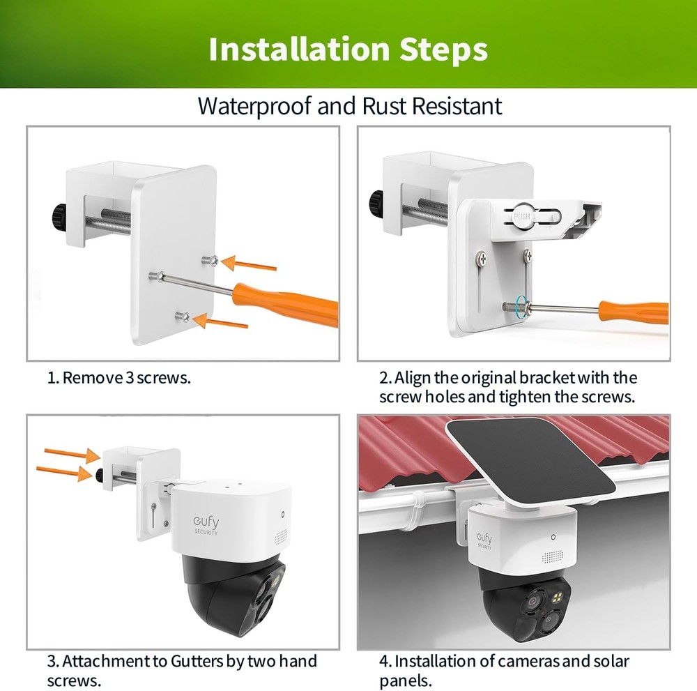 Gutter Mount Bracket For Eufy Solocam S340 E30 Weatherproof Corner Mount 1Pack