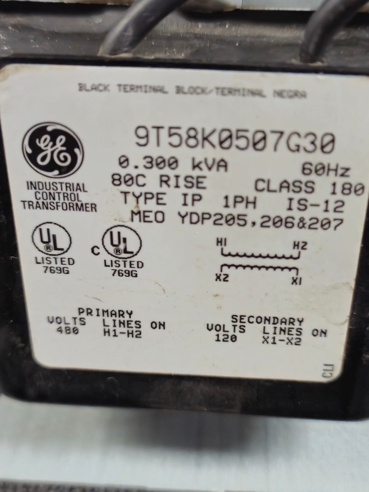 GE CONTROL TRANSFORMER, 480 Primary, 120 Secondary, 1-Phase, 0.300 kVA