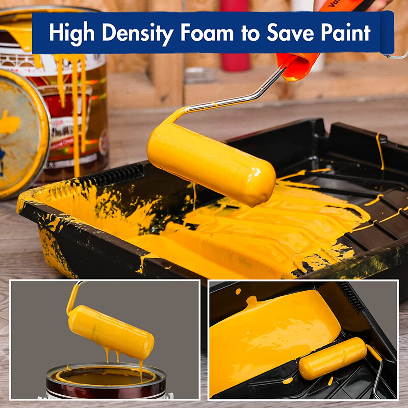 WORKPRO 12 PCS 4 inch Foam Paint Roller Mini Paint Roller Small Paint Roller Kit