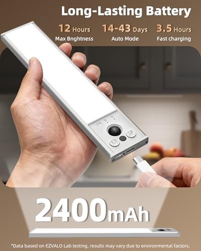 Rechargeable Motion Sensor Under Cabinet Lights - 4-Pack, Dimmable, Magnetic, 3