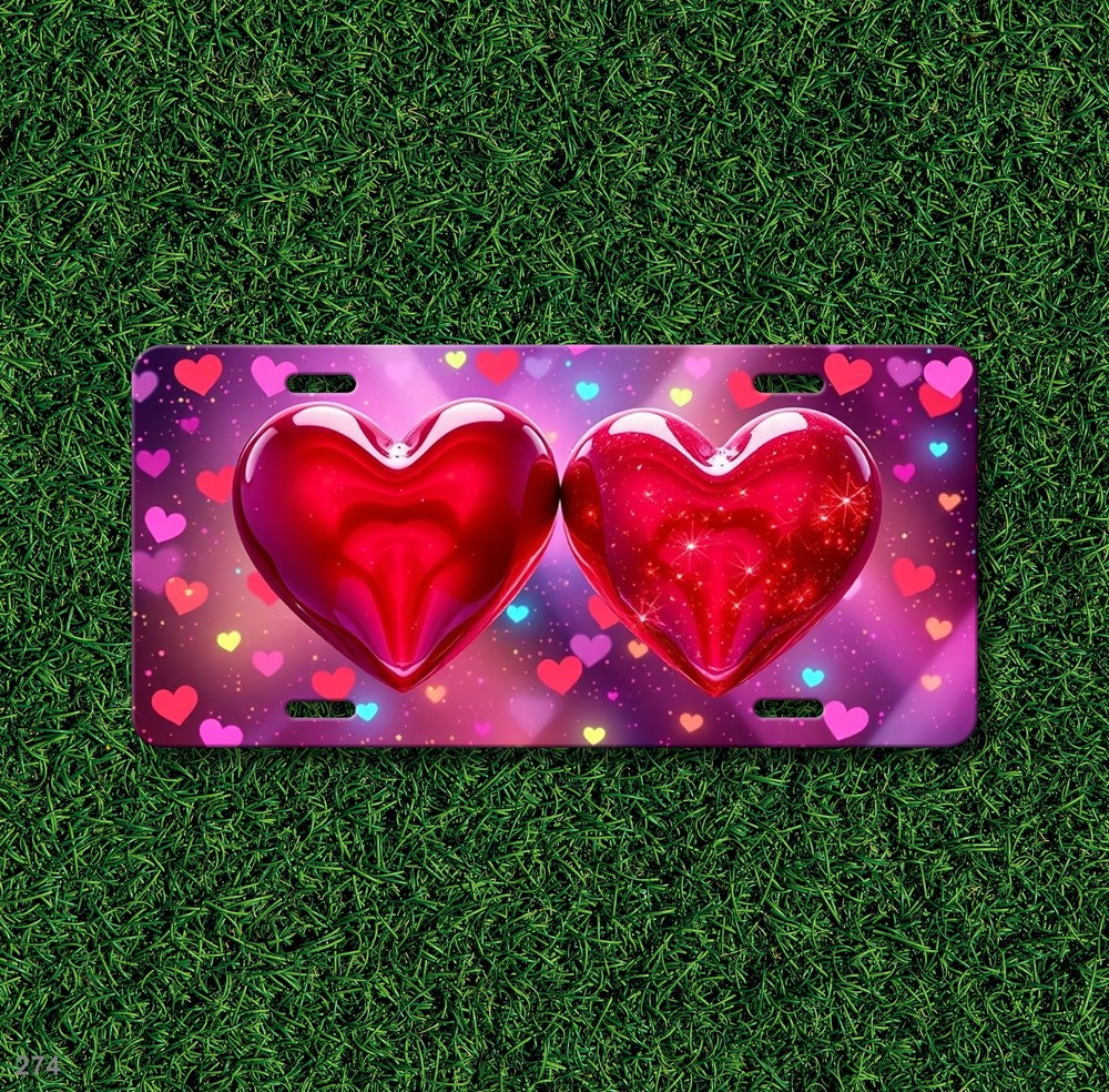 Modern Hearts License Plate Custom Universal Fit Plate Everyday Gift
