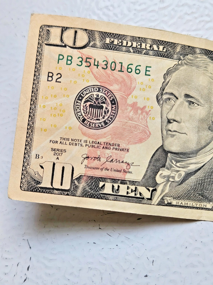 RARE! $10 Dollar Bill 2017 A NOTE Dollar Certificate PB35430166E