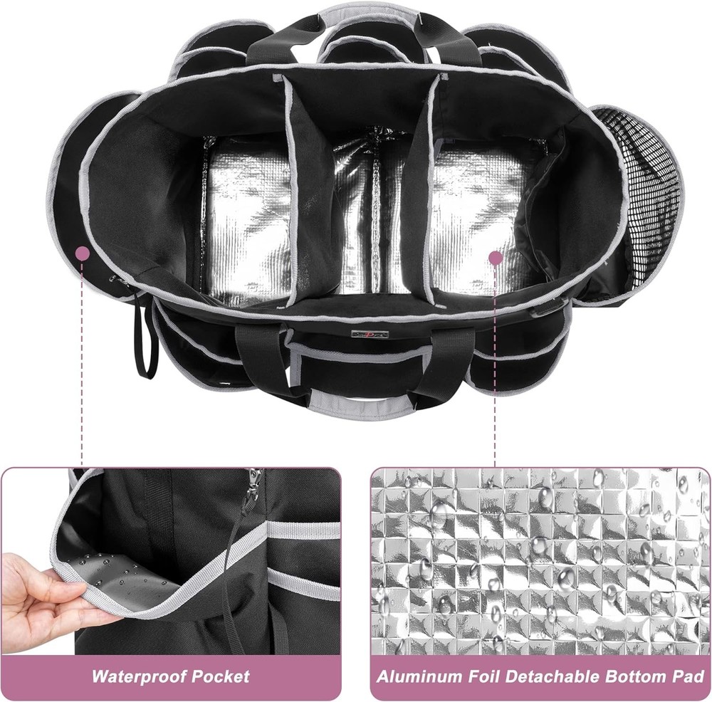 Water-Resistant Nylon Cleaning Organizer - 3 Compartment Caddy for Professionals