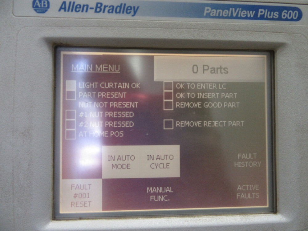 Puritan Pneumatic Press Stake Nut Assembly Machine Allen Bradley Panelview 600