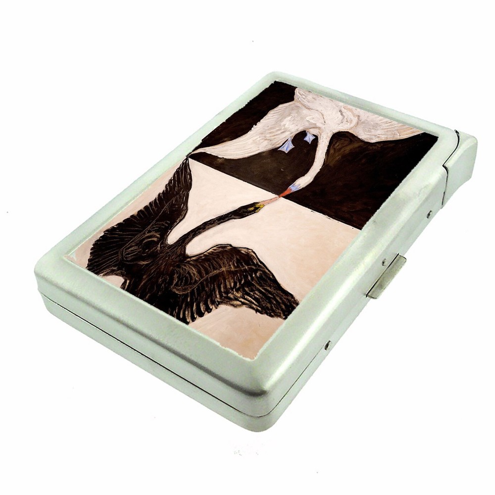 Double Swan Art 100's Size Cigarette Case w/built in lighter Wallet