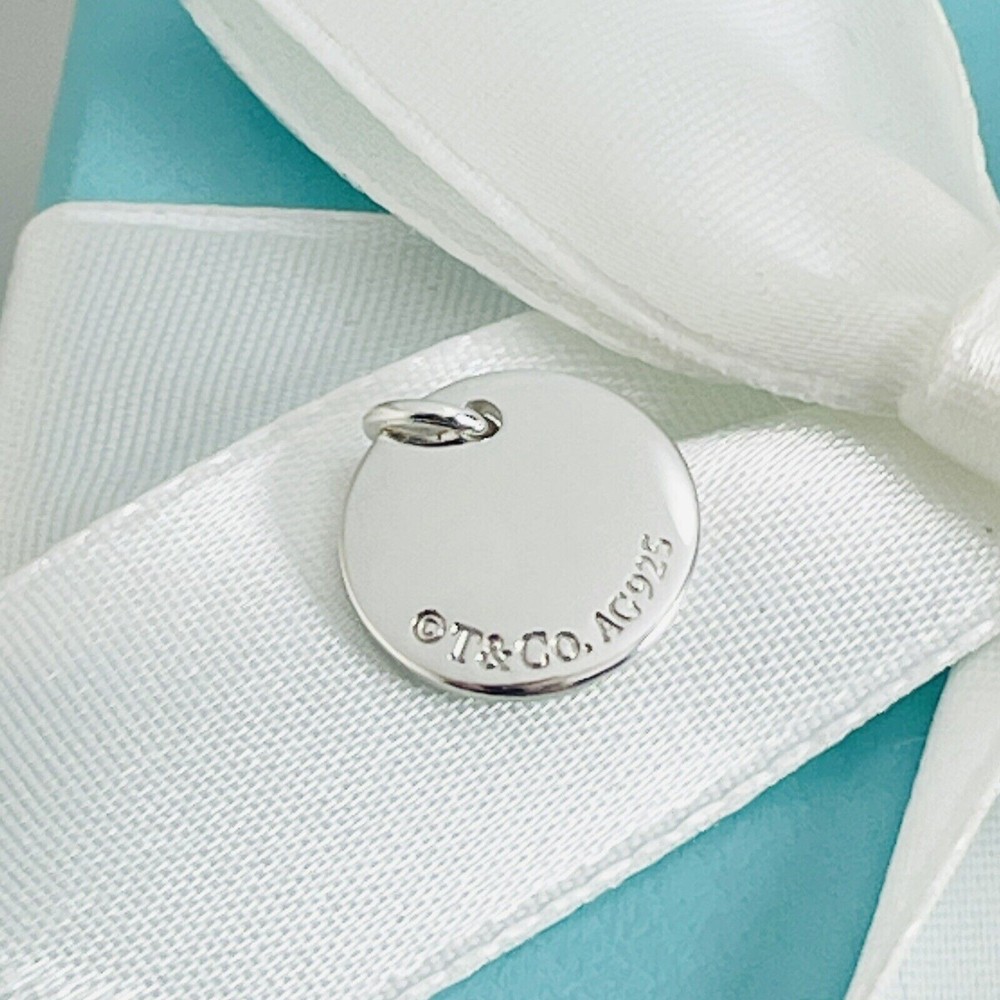 Tiffany Silver Letter M Alphabet Initial Round Circle Notes Charm Pendant