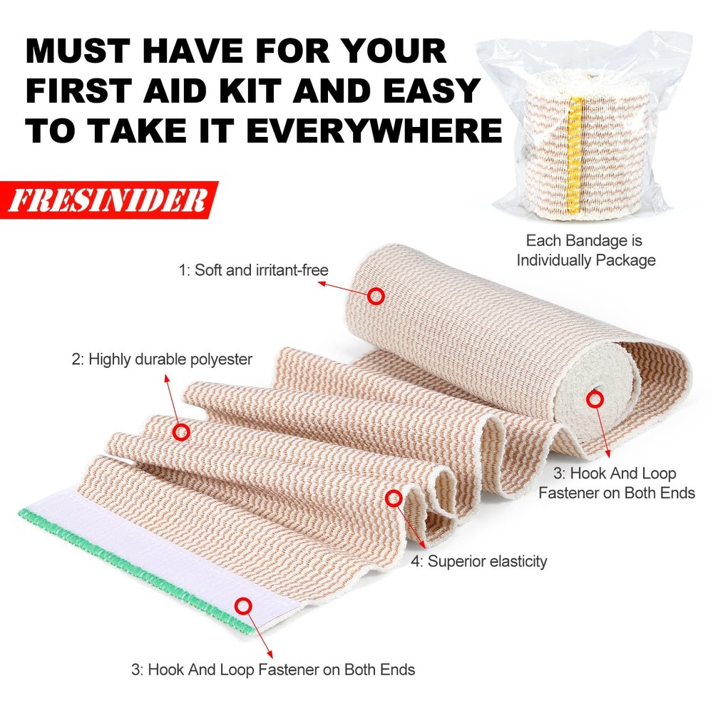 FRESINIDER 6 Pack Elastic Bandages 2, 4, 6 in Compression Support Reusable