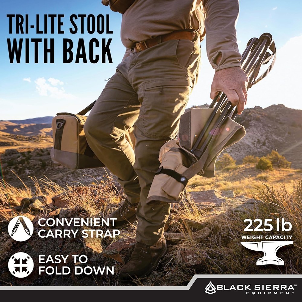 Black Sierra Tri Lite Stool w/ Back