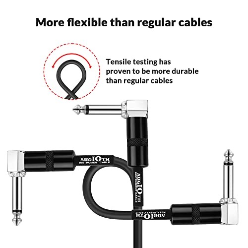 6 Inch Guitar Patch Cable 15 CM Performance Guitar 6in Black Angled-Angled