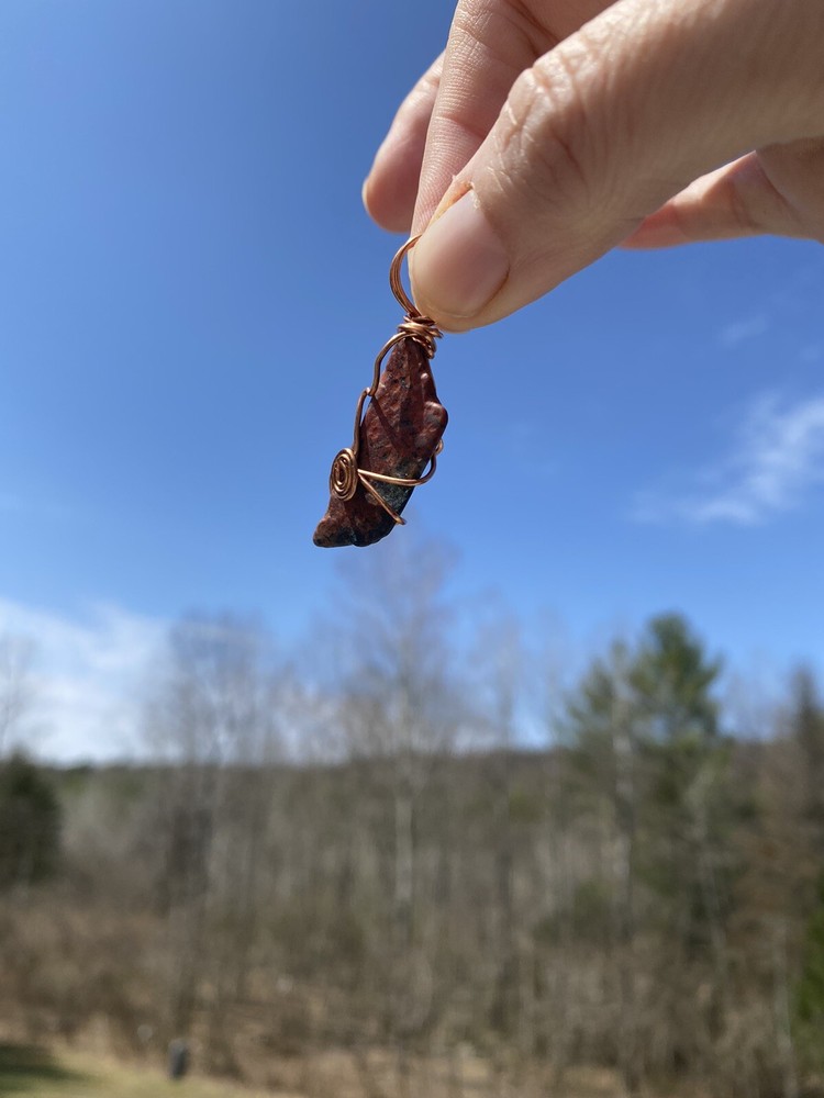 Natural Crimson Cuprite Copper Wrapped Pendant