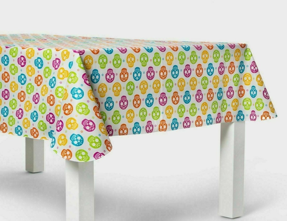 Collections 60" x 84" Oblong Tablecloth Sugar Skull Pattern