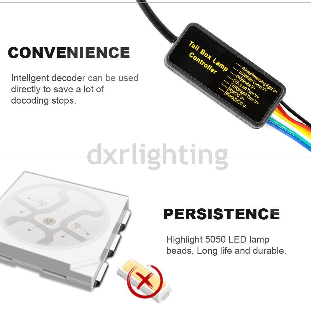 LED 3rd Brake Tail Reverse Light Strip Bar Turn Signal Windshield Stop Running