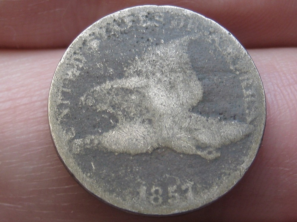 1857 Flying Eagle Penny One Cent- About Good Details