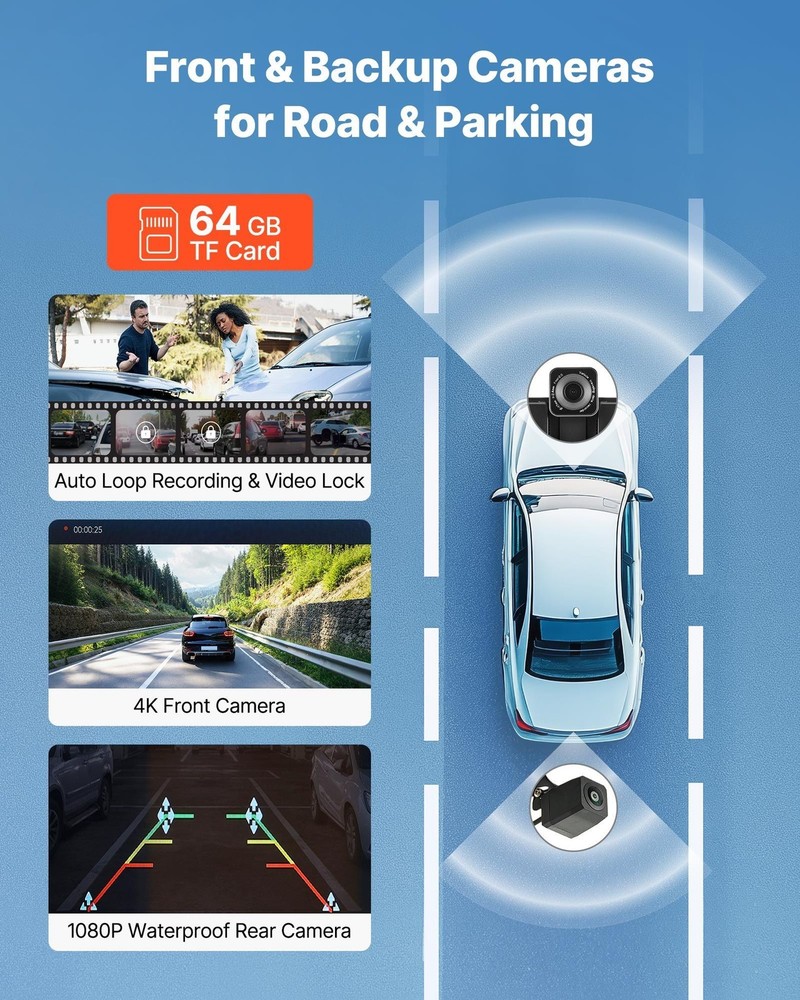 10in Universal Car Stereo CarPlay Android Front/Rear Camera Compatible