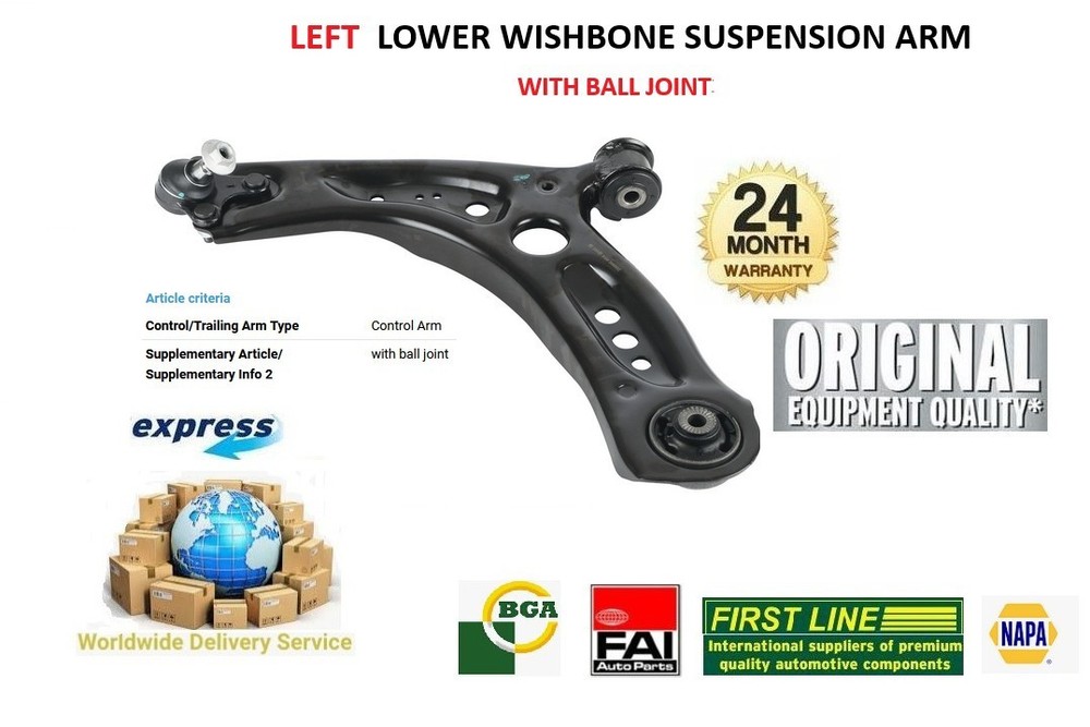 Front Axle Left Lower CONTROL ARM for AUDI A3 S3 quattro 2012-on