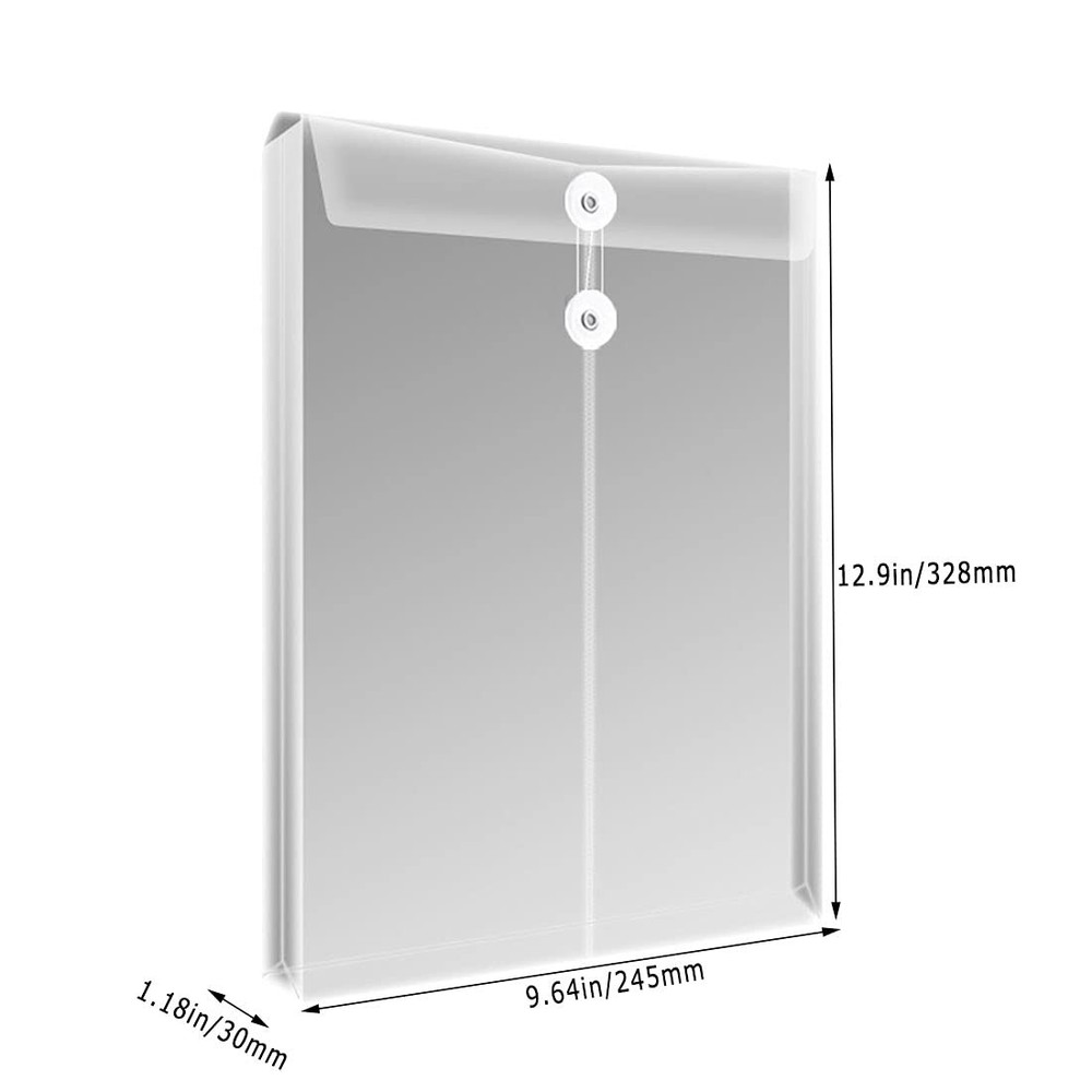 Letter Size Clear Poly Envelopes with String Closure 10 Pack, Plastic Envelop...