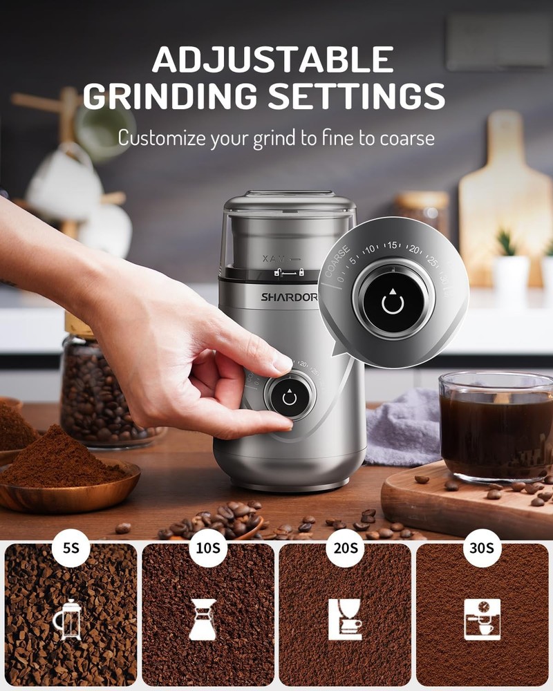 SHARDOR Electric Super Silent Coffee Grinder Timed