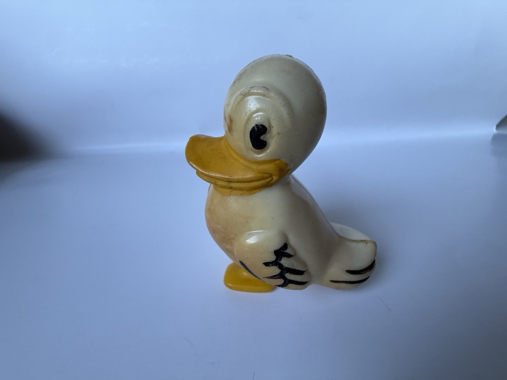 Antique Plastic Self Gravity Walking And Pull Toy Duck 1950's