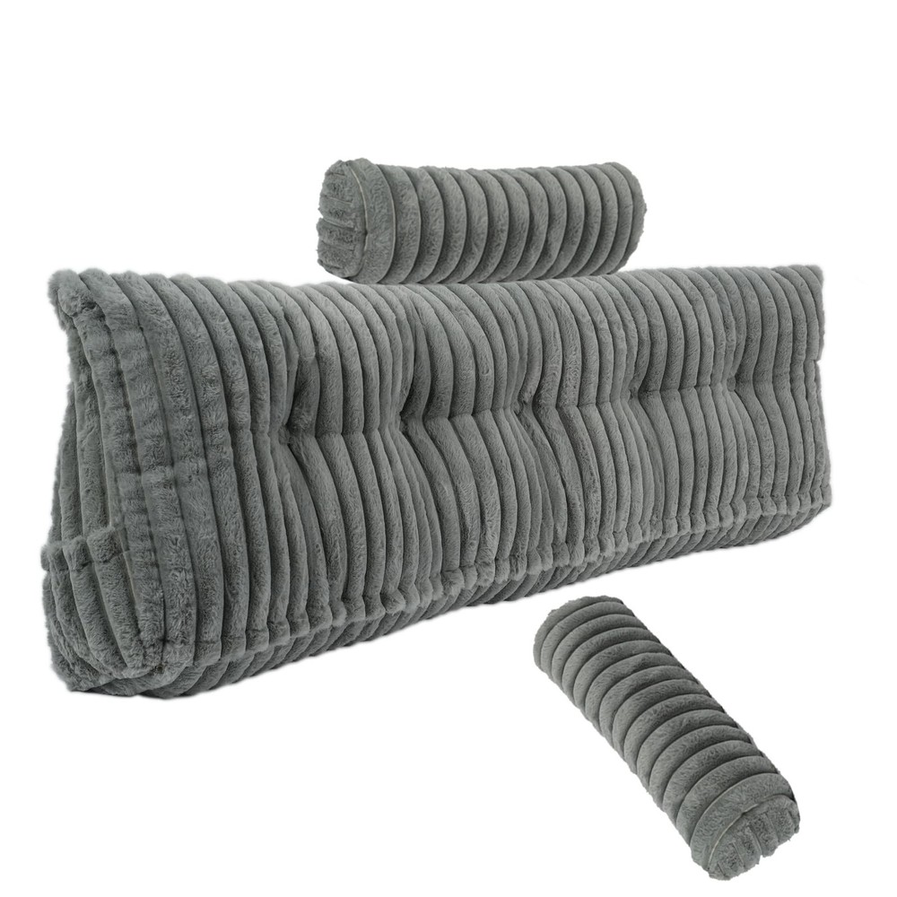 Headboard Pillow Queen, Triangular Wedge Pillow Headboard Faux Fur Backrest P...
