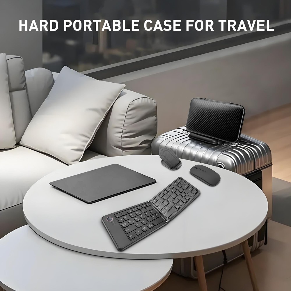 Foldable Keyboard and Mouse, Folding Keyboard Mouse Combo with Travel Case,Bl...