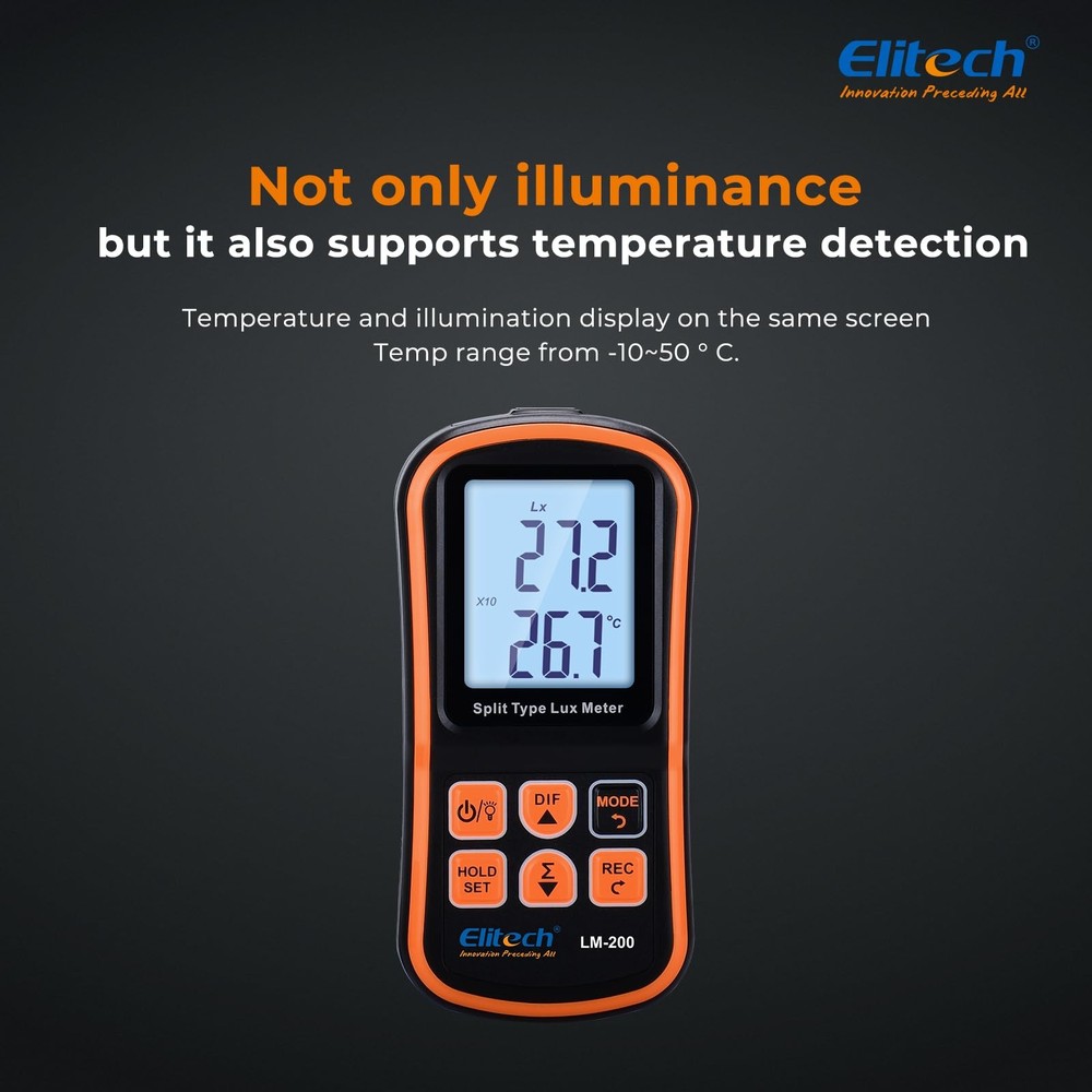 LM200 Digital Light Meter 200,000 Lux Handheld Illuminance LCD Display