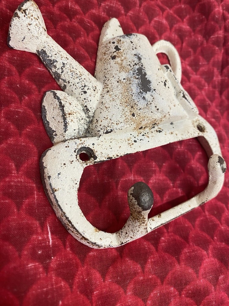 CAST IRON 2 HOOK POT UTENSIL HANGER - FLOWER POT