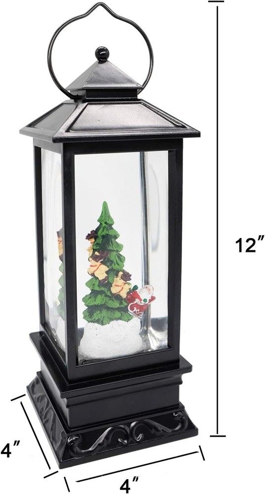 Lighted Musical Snow Globe Lantern with 6 Hour Timer, 12 Inches USB Powered &...