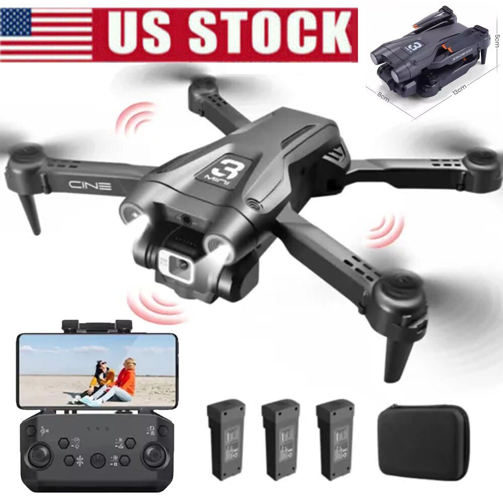 Deerc D96 Drones 4K Dual HD Camera Foldable FPV RC Quadcopter 3 Batteries 36mins