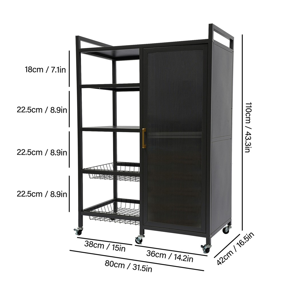 Standing Kitchen Shelf Storage Cabinet with Door Standing Storage Shelf