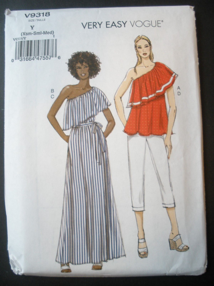 Vogue Pattern 9318 /966 EASY Top Elastic Neckline Wrap Skirt Pull on Pants 4-14