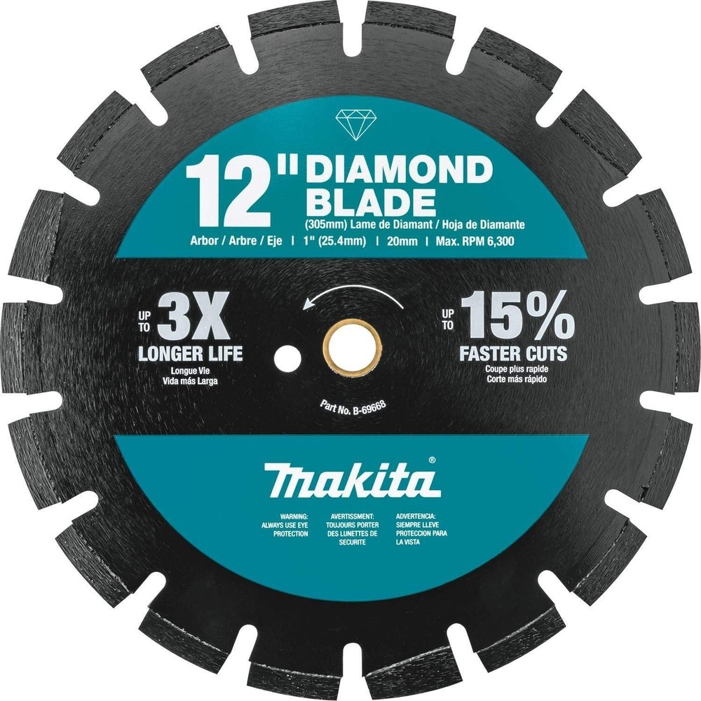 Makita B-69668 12" Diamond Blade, Segmented, Dual Purpose