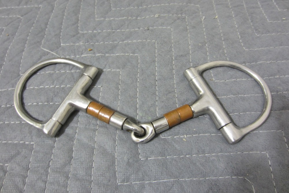 5" D Ring Horse Stainless Steel Snaffle Bit w/Copper Rollers