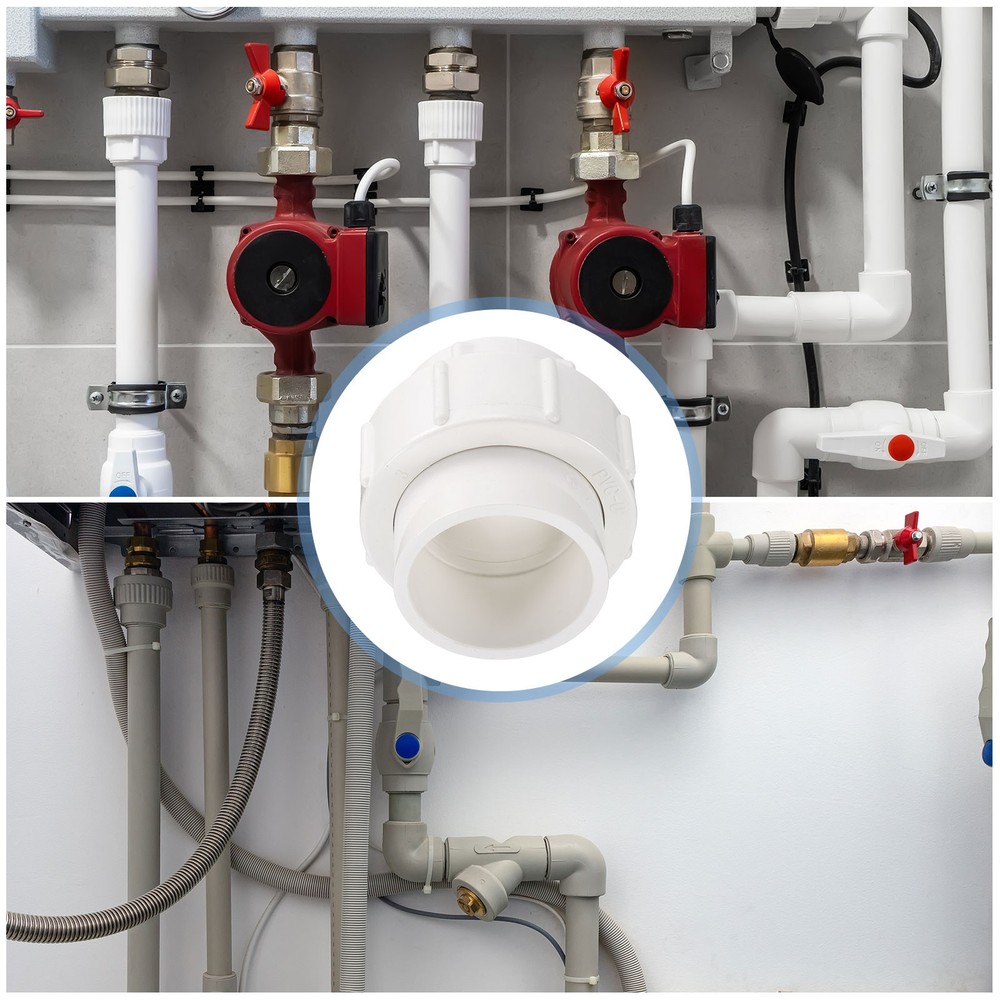 2 Pcs 1.5" Union PVC Coupling Pipe Fitting Adapter, White