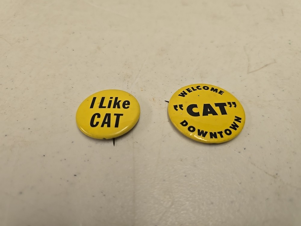Vintage Caterpillar Tractor Co Advertising Pinback Pair