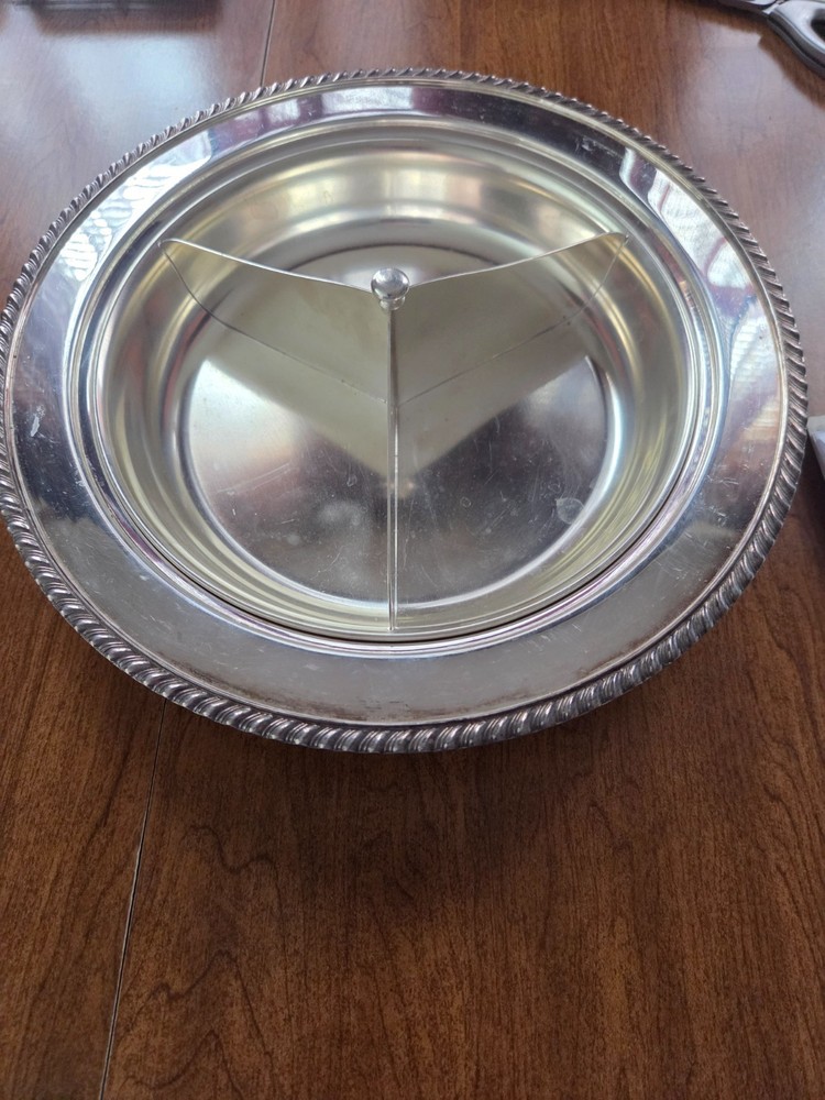 Vintage Wilcox 12" Silverplate 3 Compartment Server. Ashley 7353 No Lid