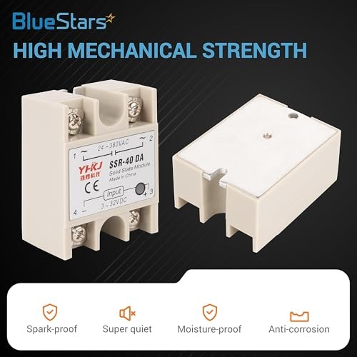 3PCS Solid State Relay SSR-40DA DC to AC Input 3-32VDC Output 24-380VAC 40A