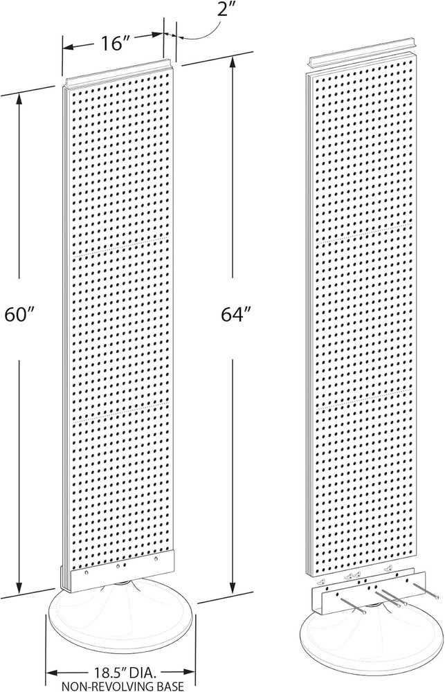Black Two-Sided Pegboard Floor Display with Studio Base - 16"x60