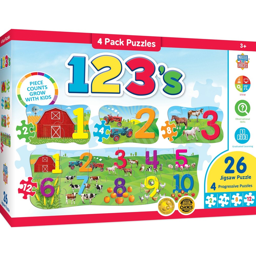 MasterPieces - 123's - Educational 4-Pack Jigsaw Puzzles