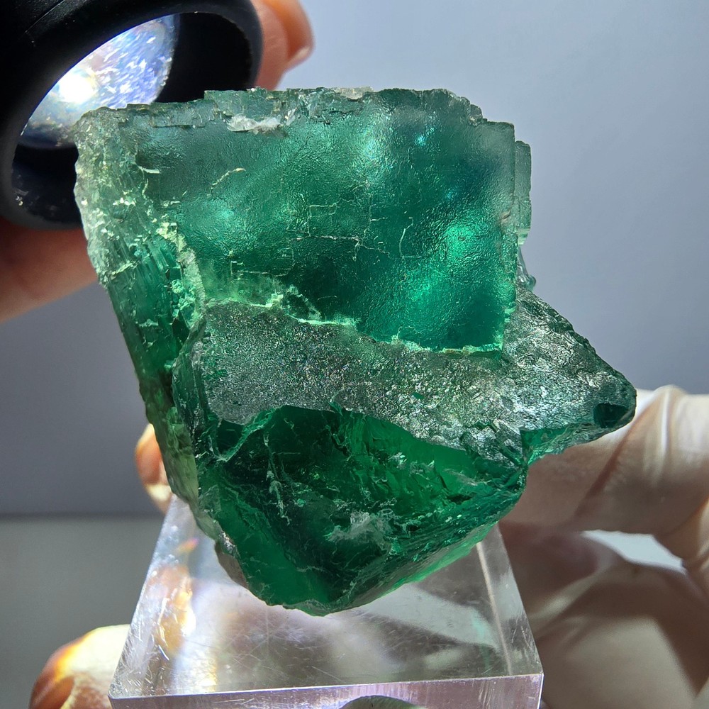 Clear Phantom Fluorite Cube parquetted, green Okorusu, Namibia 42*33*29mm
