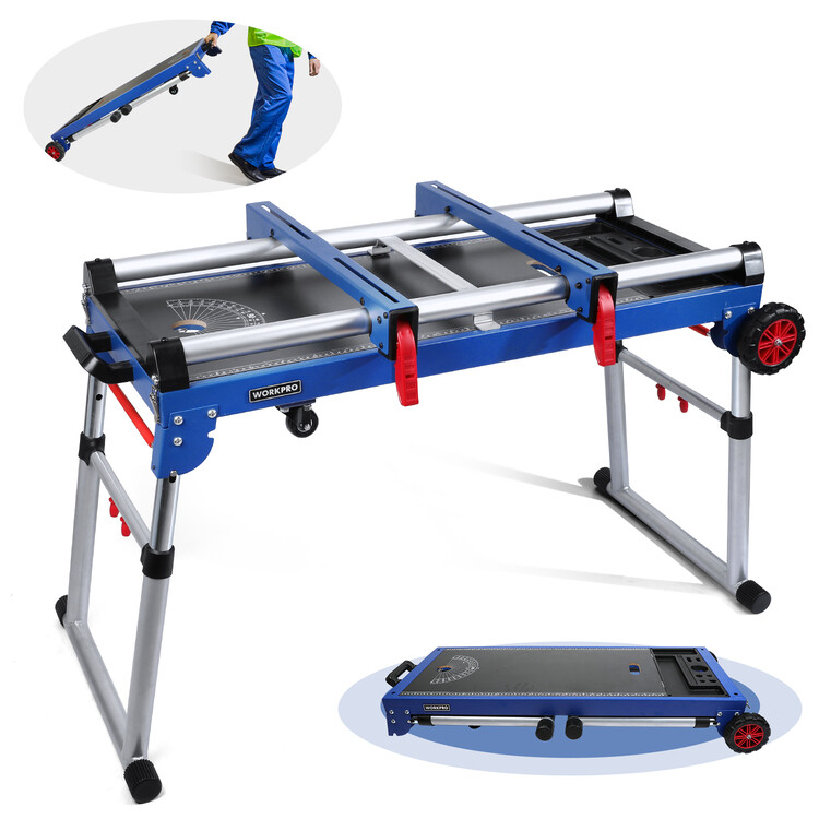 5-in-1 Portable Miter Saw Stand Workbench Quick Folding Worktable Adjustable Leg