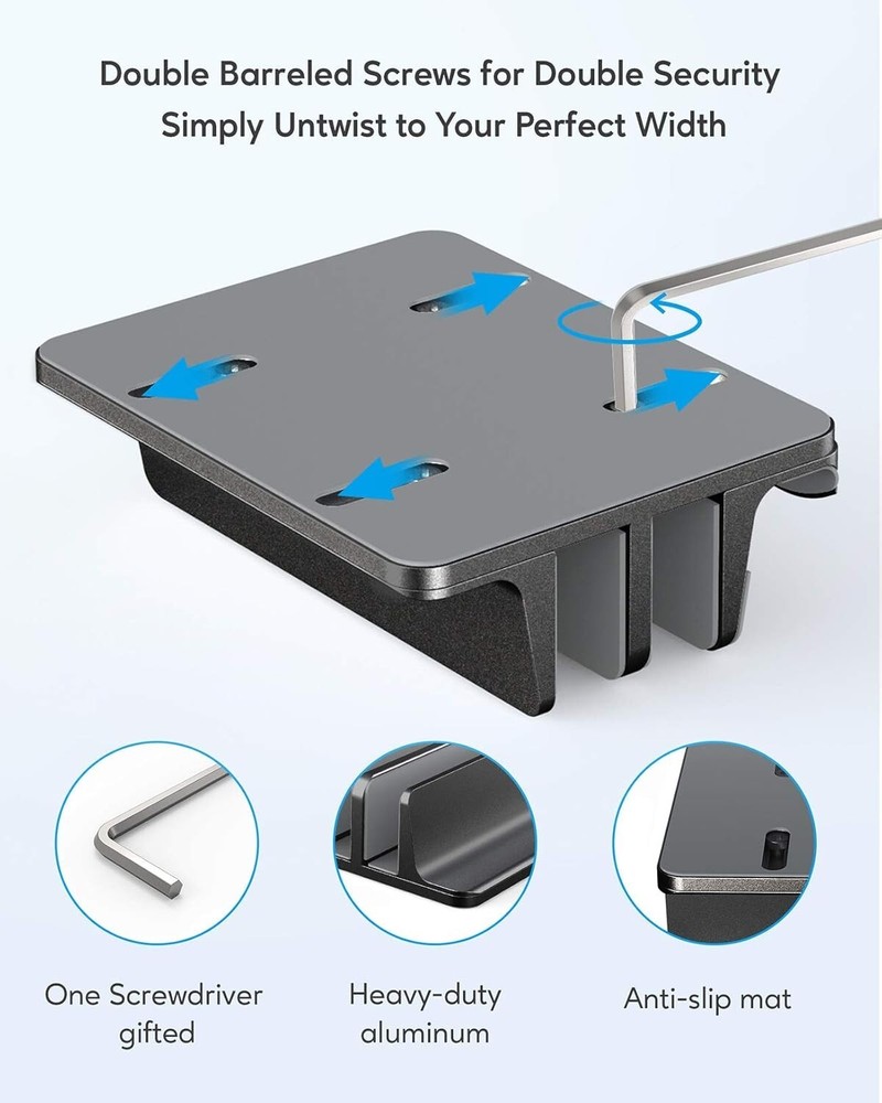 Space-Saving Aluminum Vertical Dock: Holds Laptops, Tablets & Phones Securely